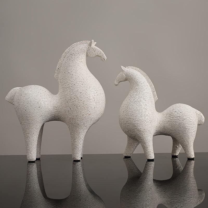 Abstract Horse Sculpture - Black Modern Art, angled view - House Of Avana