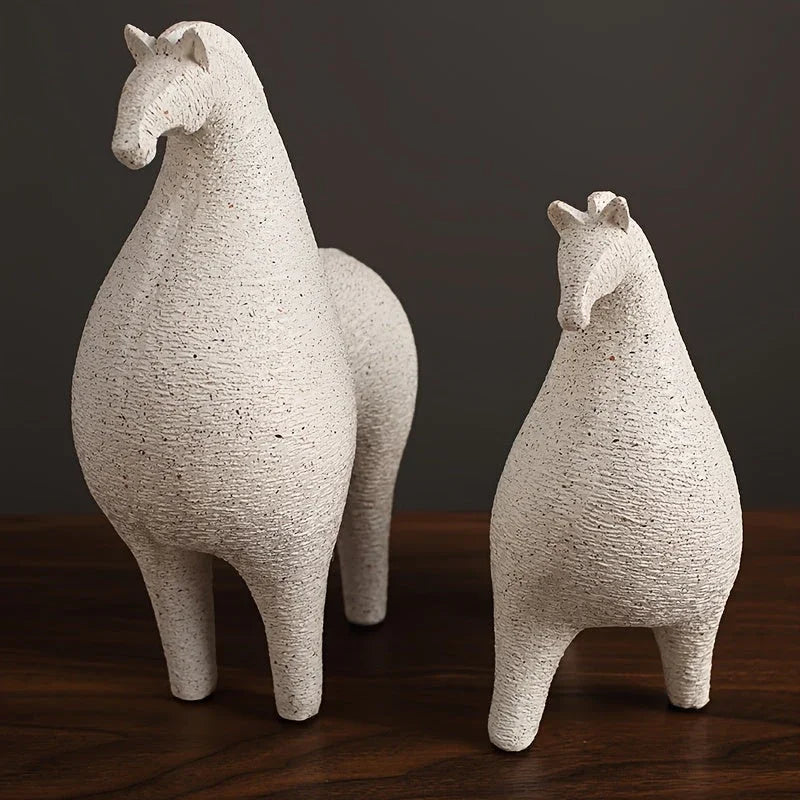 Abstract Horse Sculpture - Black Modern Art, front view - House Of Avana