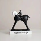 Modern Horse Statue Minimalist Black and White Art for Horse Lovers