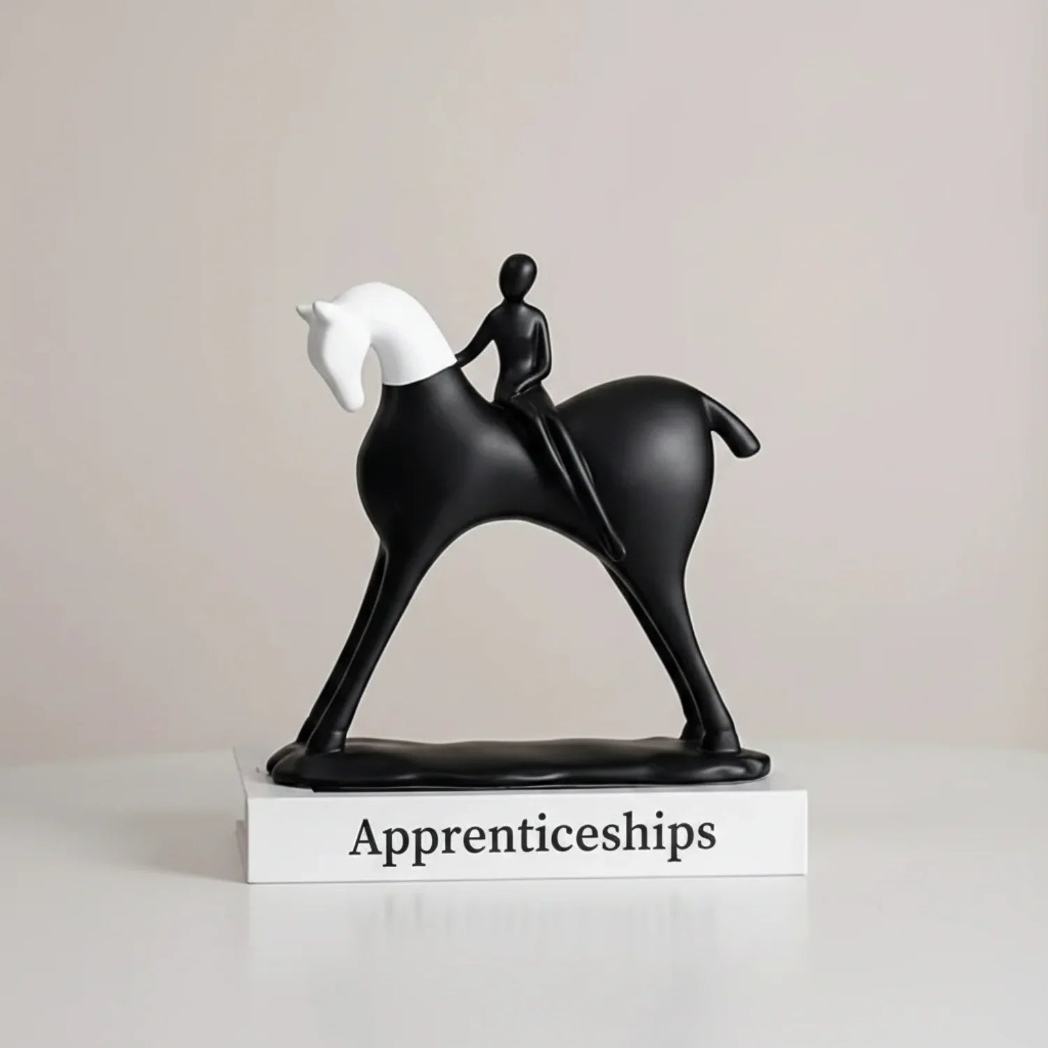 Modern Horse Statue Minimalist Black and White Art for Horse Lovers