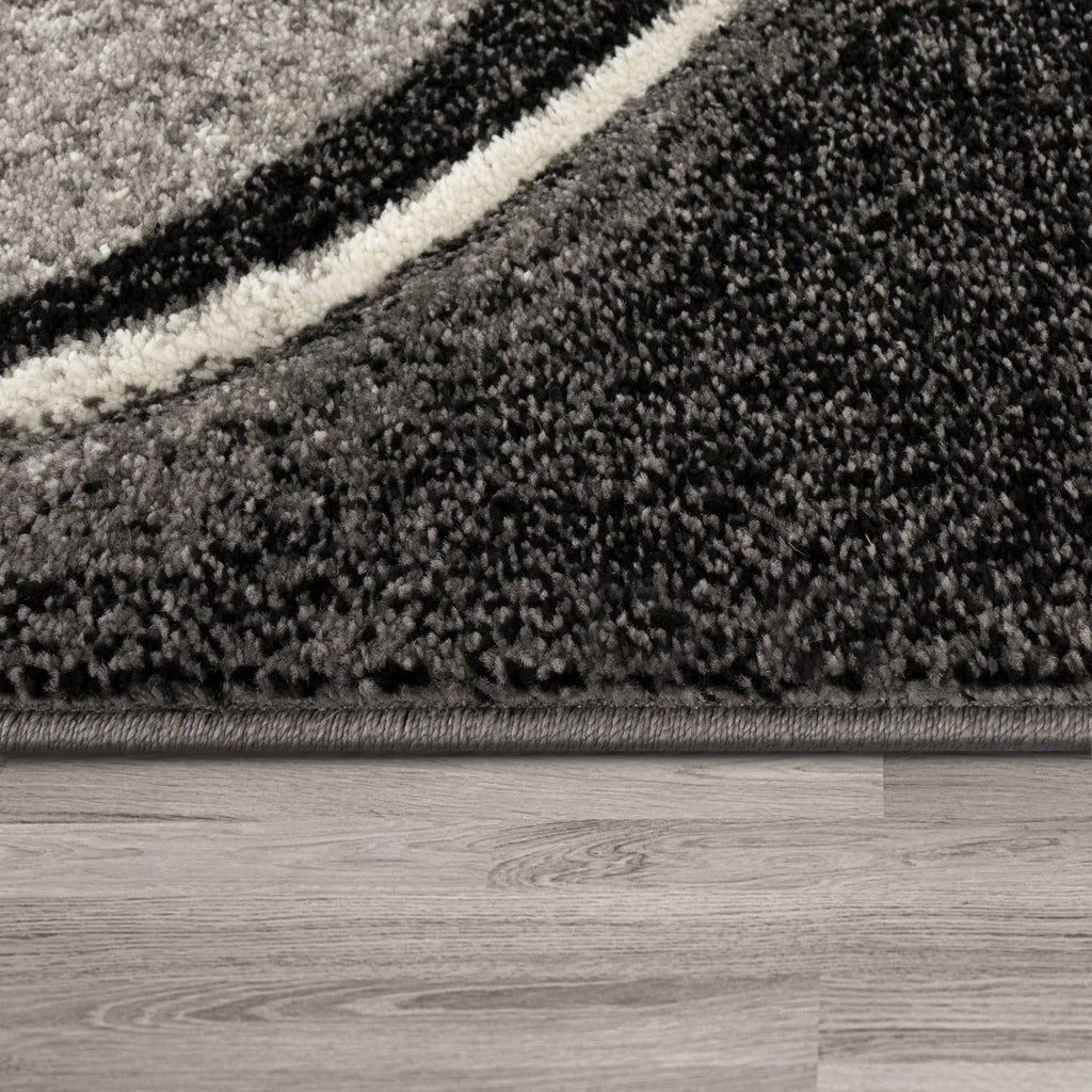 Modern Living Room Rug Brilliance Abstract Design - Grey, side view - House Of Avana