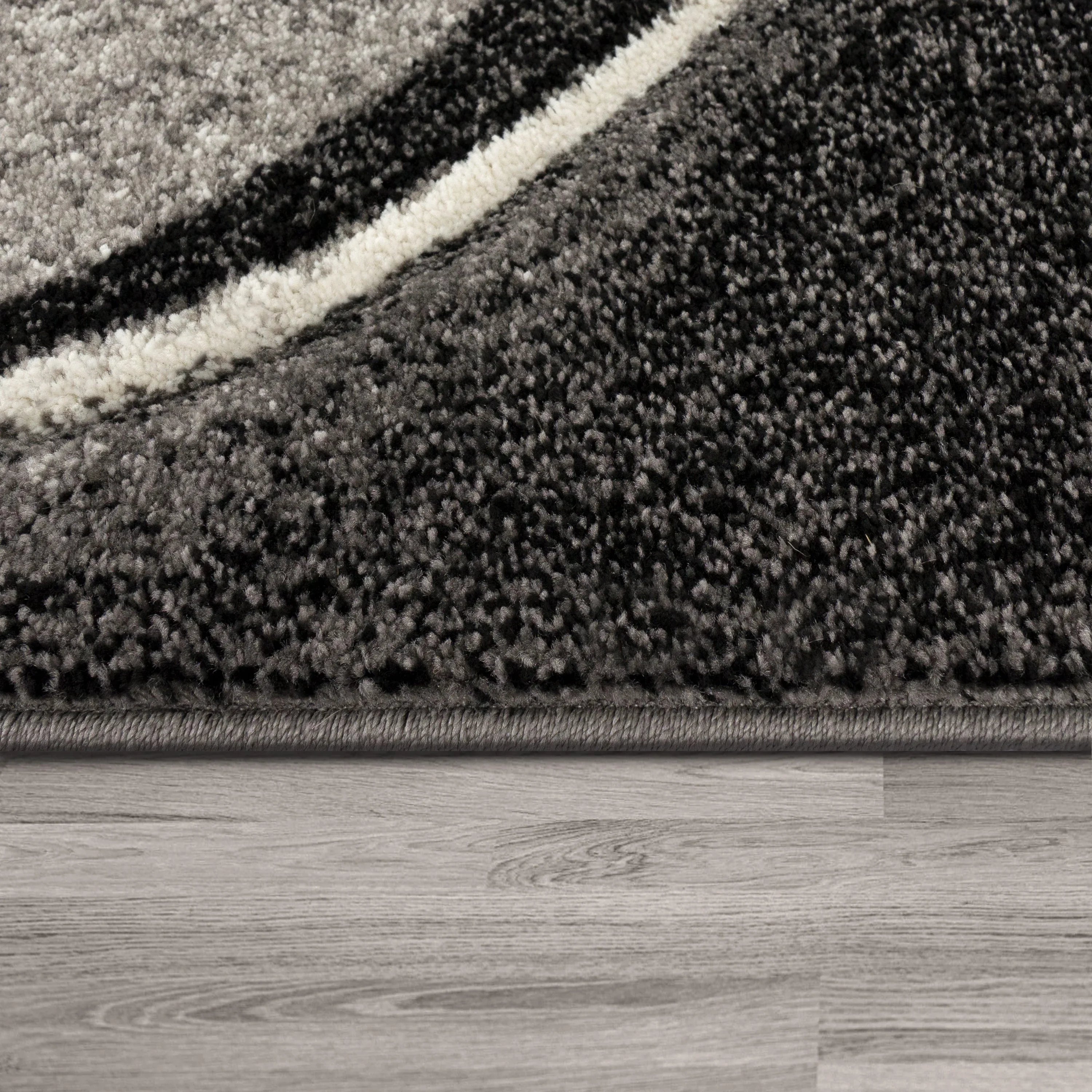 Modern Living Room Rug Brilliance Abstract Design - Grey, side view - House Of Avana