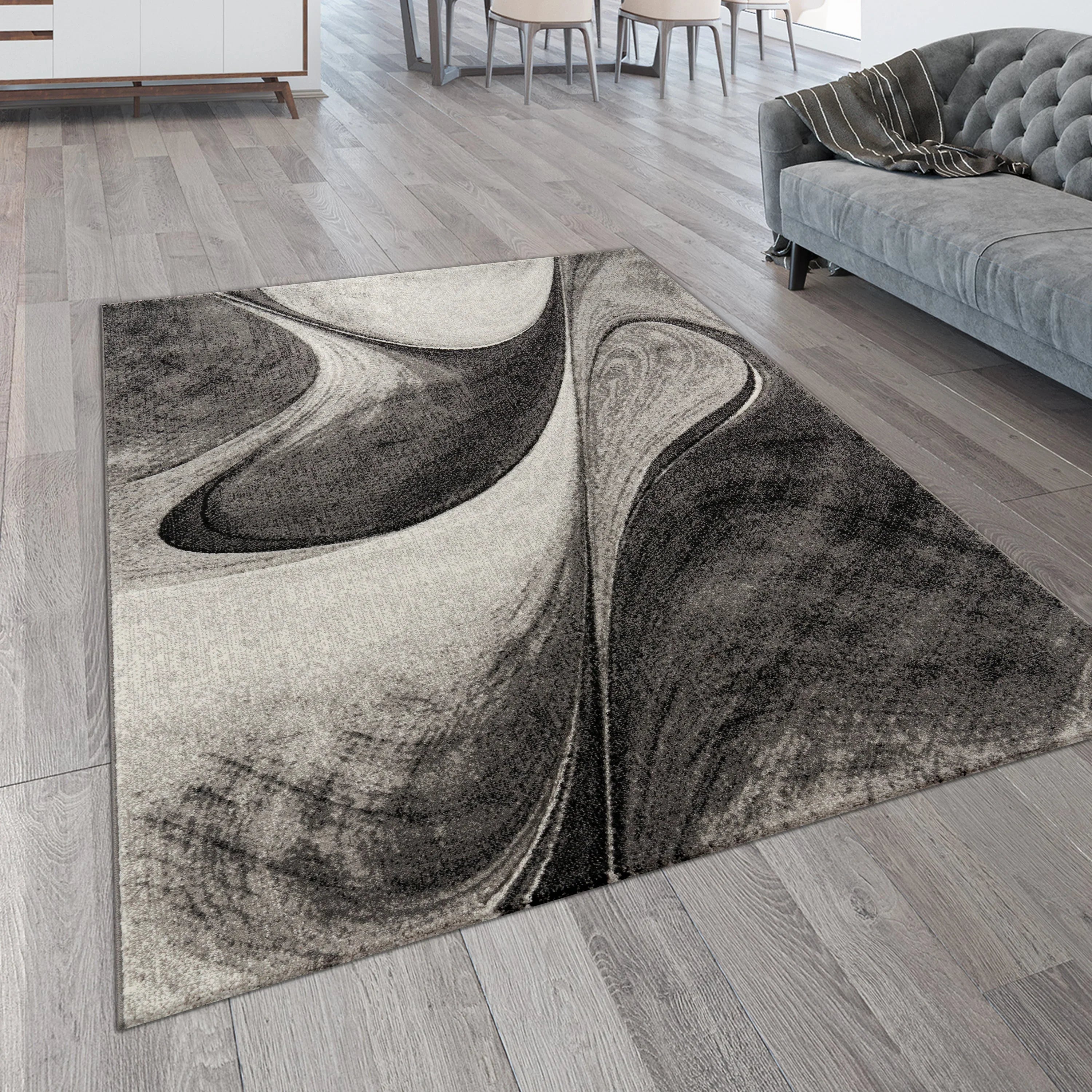 Modern Living Room Rug Brilliance Abstract Design - Grey, lifestyle image - House Of Avana