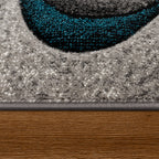 Modern Living Room Rug Brilliance Abstract Design - Grey Blue, side view - House Of Avana