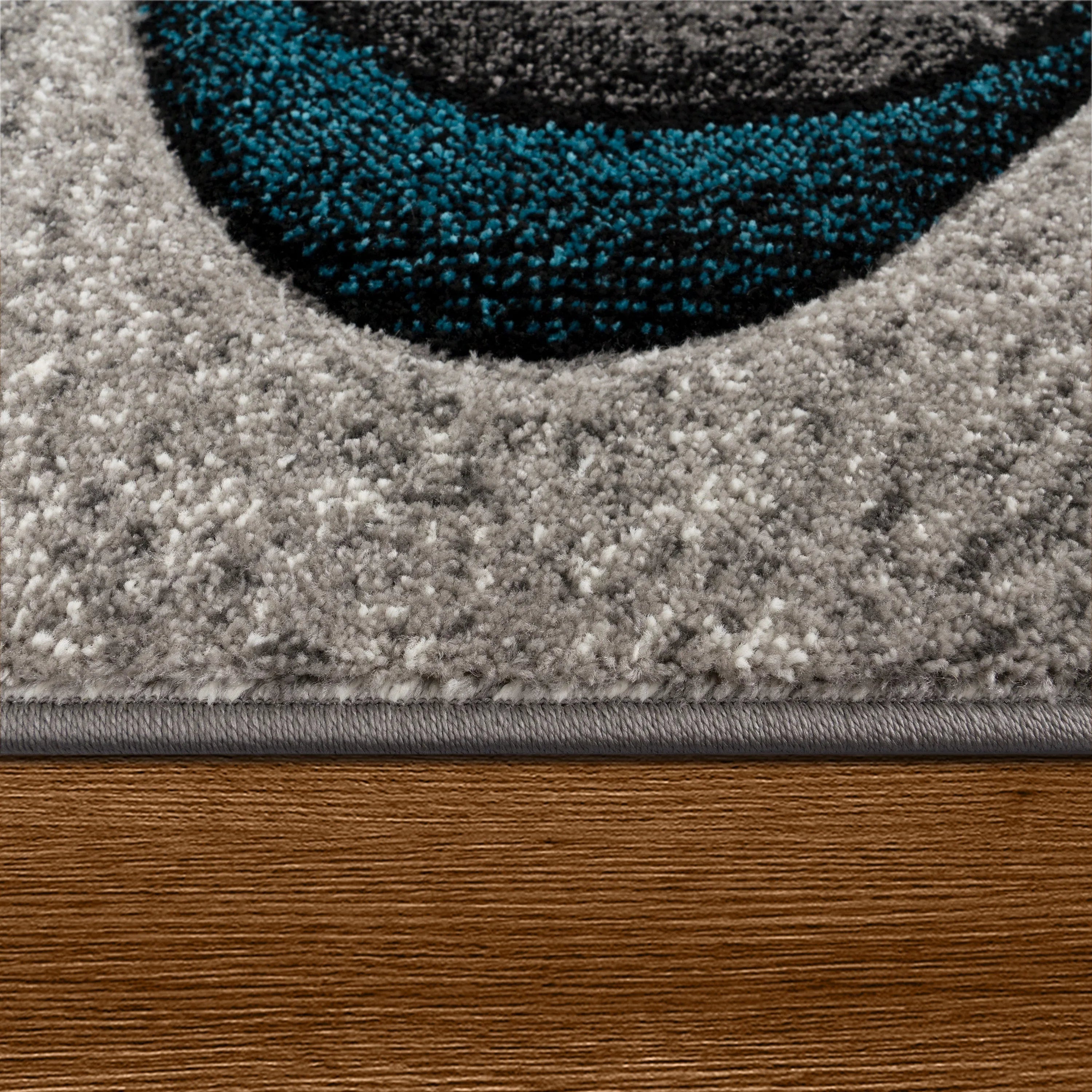 Modern Living Room Rug Brilliance Abstract Design - Grey Blue, side view - House Of Avana
