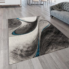 Modern Living Room Rug Brilliance Abstract Design - Grey Blue, lifestyle image - House Of Avana
