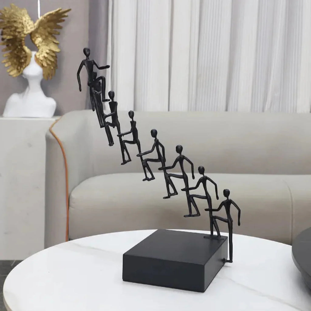 Modern Metal Climbing Figures Sculpture – Inspirational Abstract Home Decor | Iron Figure Sculpture | room setting | Abstract home decor | House of Avana
