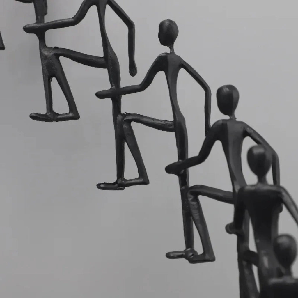 Modern Metal Climbing Figures Sculpture – Inspirational Abstract Home Decor | Iron Figure Sculpture | angle view | Abstract home decor | House of Avana