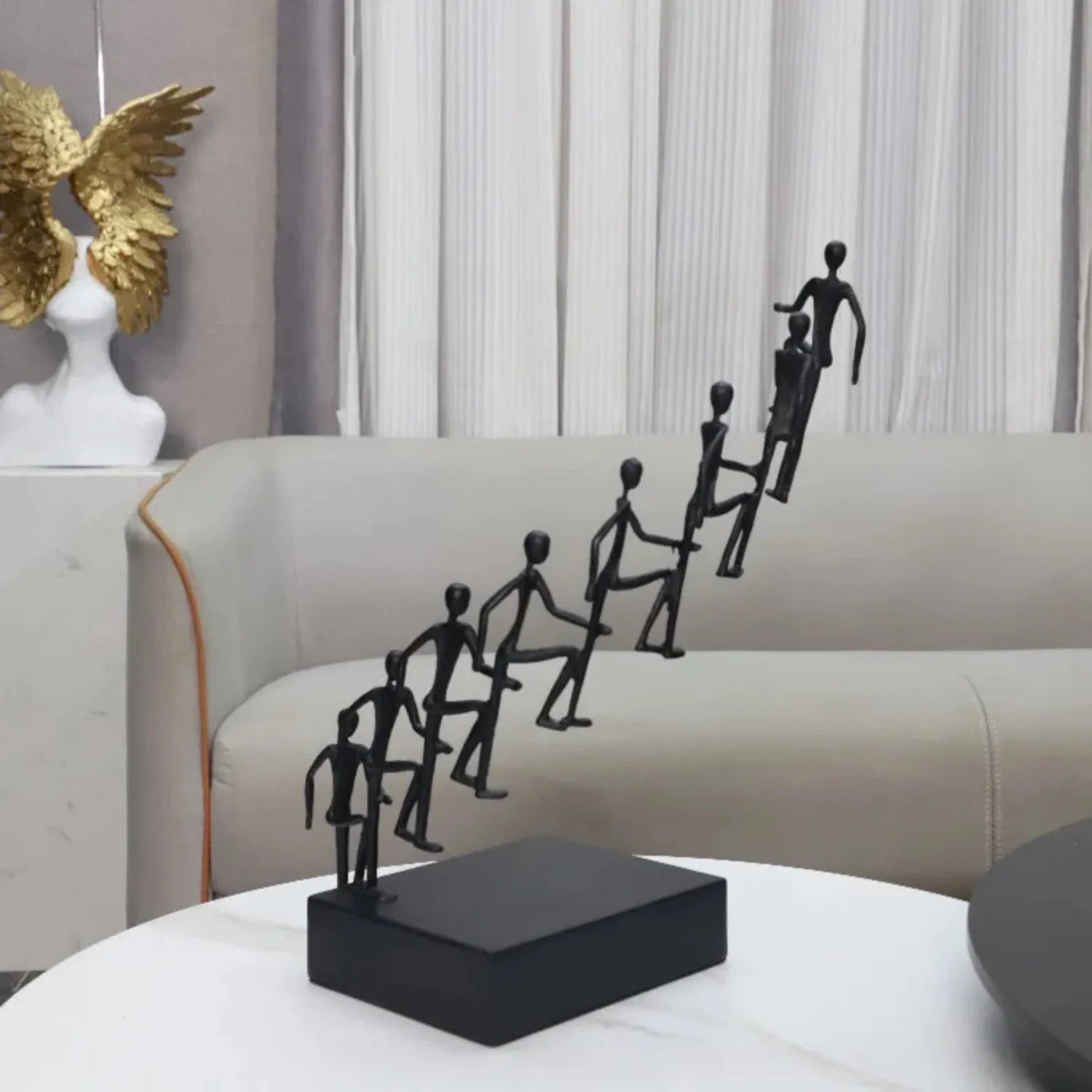 Modern Metal Climbing Figures Sculpture – Inspirational Abstract Home Decor | Iron Figure Sculpture | front view | Abstract home decor | House of Avana