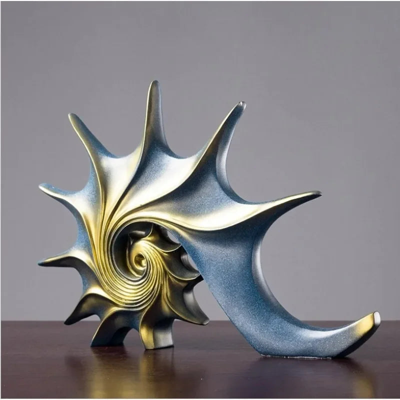 Conch Statue - Coastal White Figurine, detail shot - House Of Avana