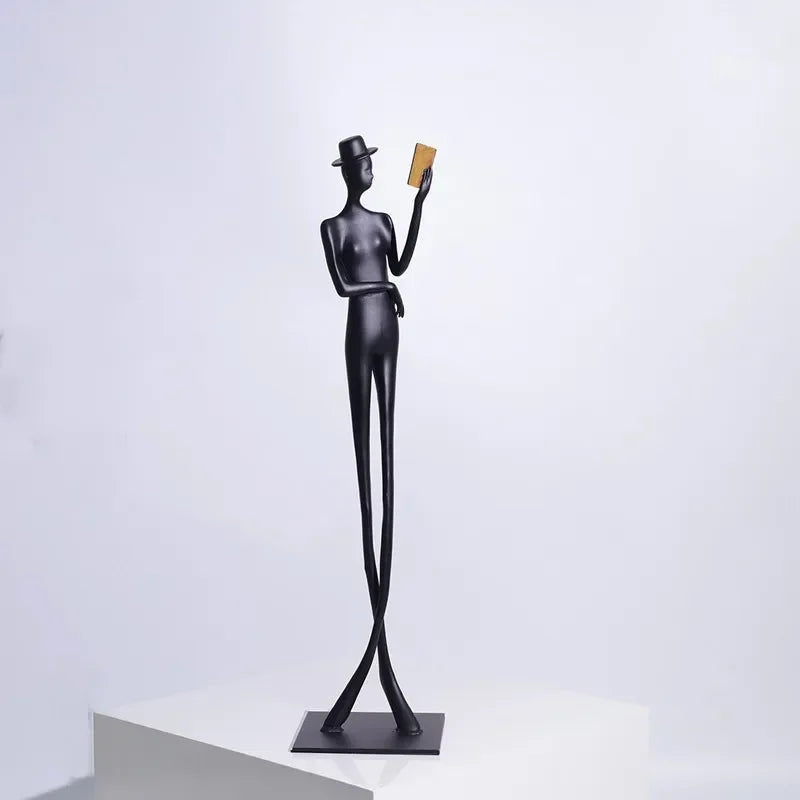 Abstract Statue - Iron Reading Figure, front view - House Of Avana