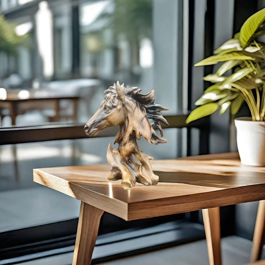 Horse Head Sculpture - Modern Black Silent, detail shot - House Of Avana