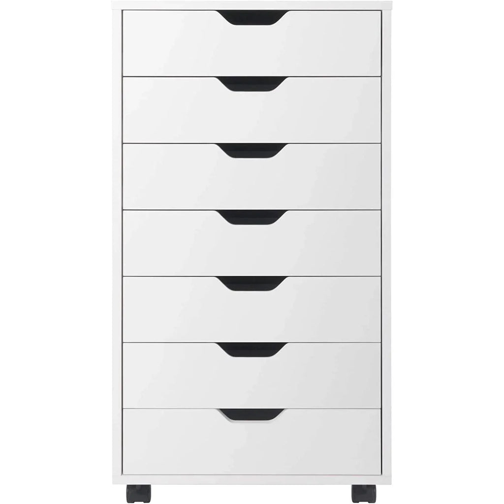 Modern Scandinavian Style 7-Drawer Storage Cabinet Chest in White Finish