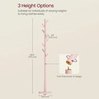 Modern Solid Wood Coat Rack Entryway Hall Tree Hat Stand in Pink