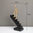 Golden Climber Sculpture - Abstract Modern Artwork, dimensions view - House Of Avana