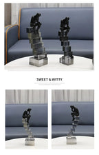 Crystal Figure - Transparent Ladder Desk Sculpture, in-use display - House Of Avana
