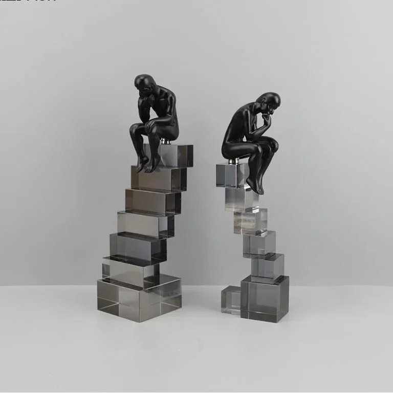 Crystal Figure - Transparent Ladder Desk Sculpture, back view - House Of Avana