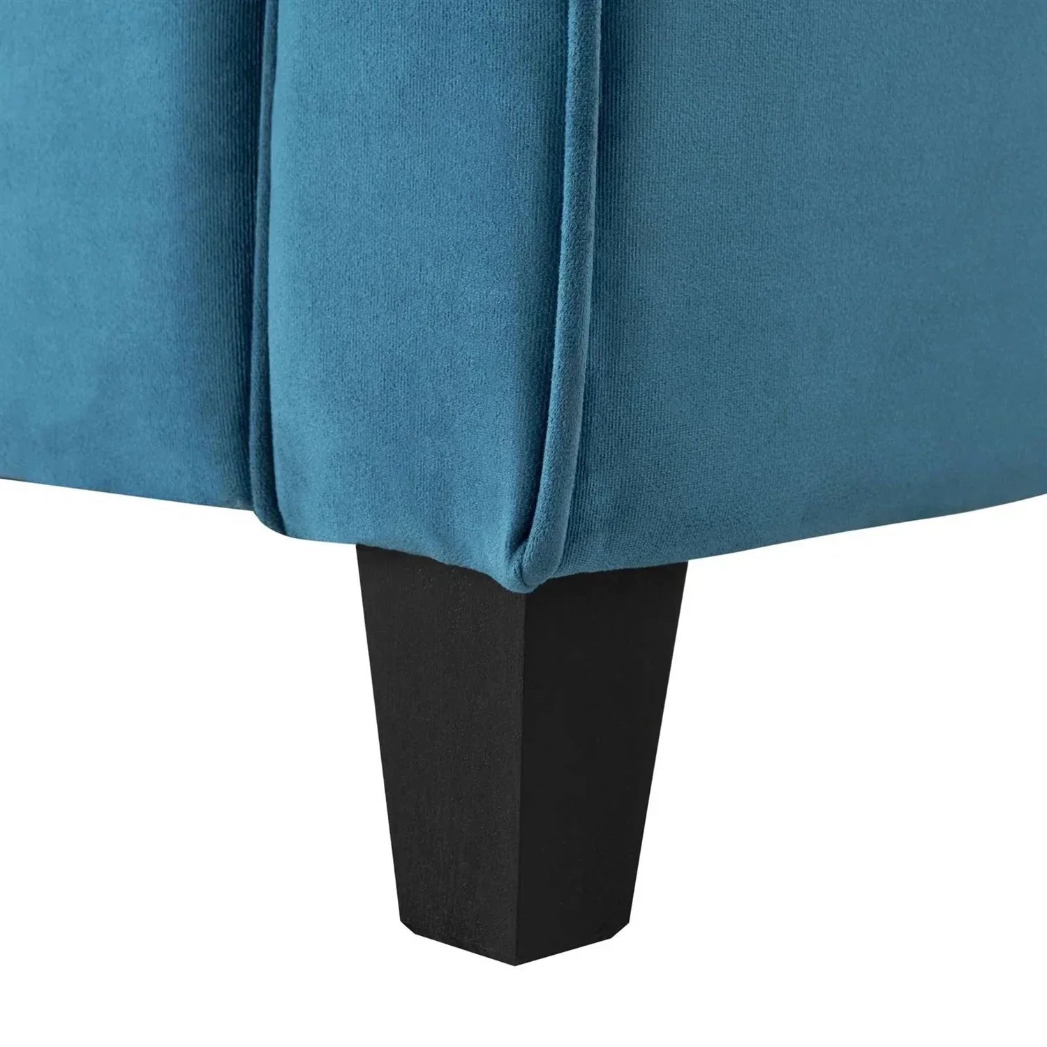 Modern Upholstered Loveseat Sofa in Blue Microfiber with Button Tufted Cushions