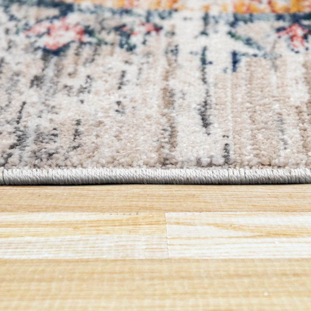 Modern Vintage Rug Oriental Look Abstract Beige Grey Orange RugYourHome