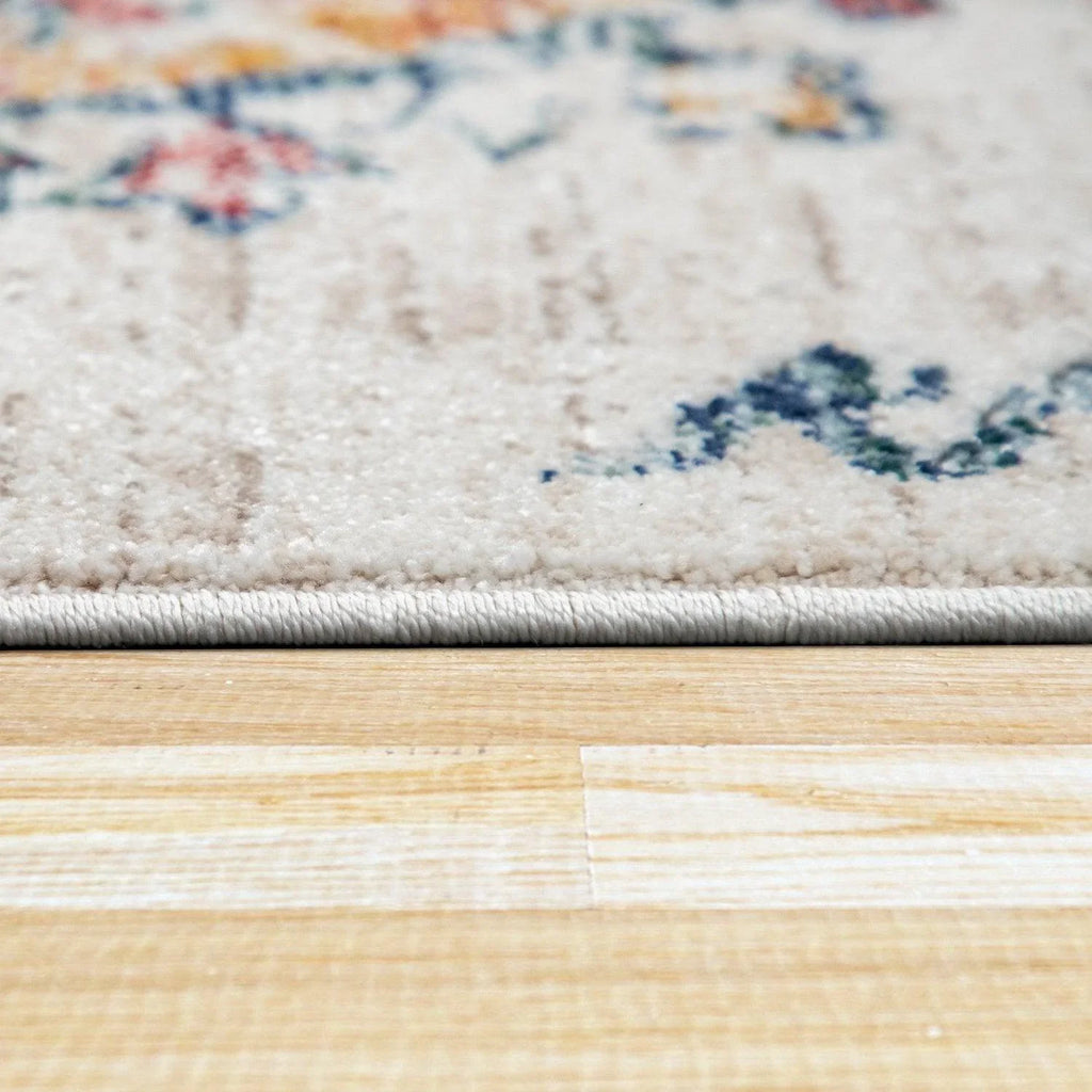 Modern Vintage Rug Oriental Look Abstract Beige Yellow Blue RugYourHome
