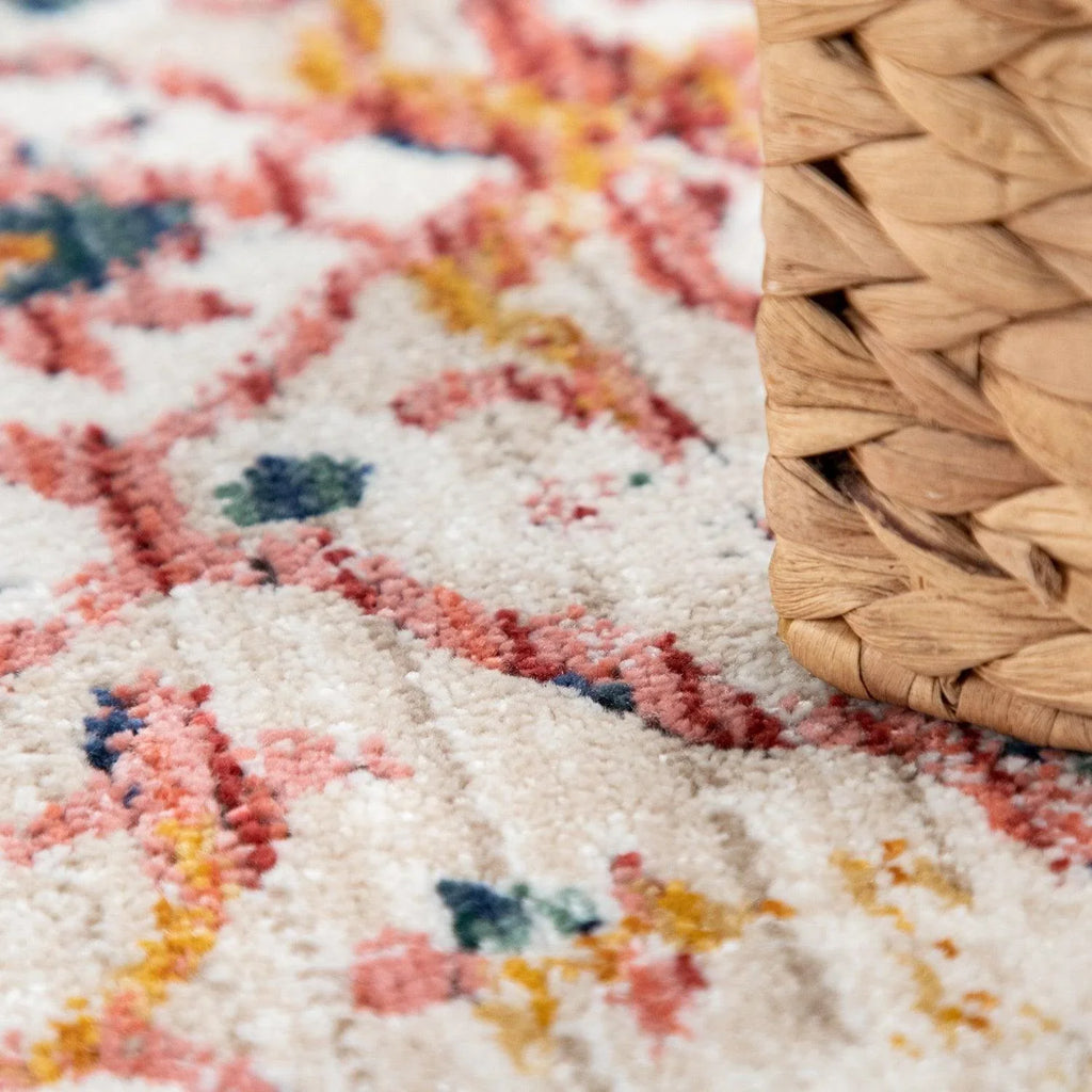 Modern Vintage Rug Oriental Look Abstract Beige Yellow Blue RugYourHome