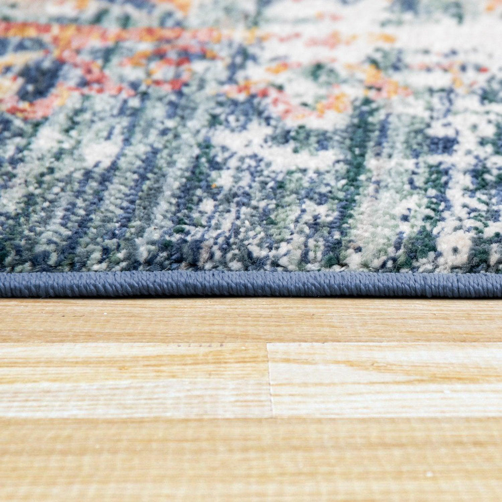 Modern Vintage Rug Oriental Look Abstract Blue Beige Red RugYourHome
