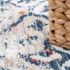 Modern Vintage Rug Oriental Look Abstract Blue Beige Red RugYourHome