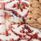 Modern Vintage Rug Oriental Look Abstract Grey Red White, detail shot - House Of Avana