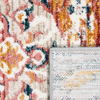 Modern Vintage Rug Oriental Look Abstract Grey Red White, lifestyle image - House Of Avana