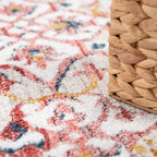 Modern Vintage Rug Oriental Look Abstract Red Blue White RugYourHome