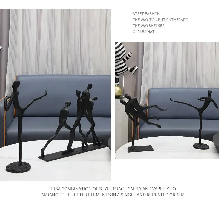 Abstract Figurine - Black Modern Movement Decor, dimensions view - House Of Avana