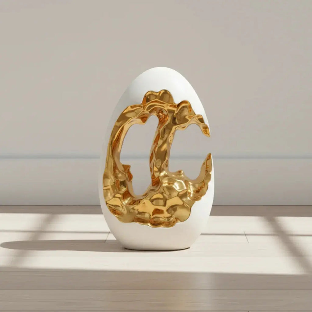 Modern White Figurine with Gold Accents for Your Stylish Home