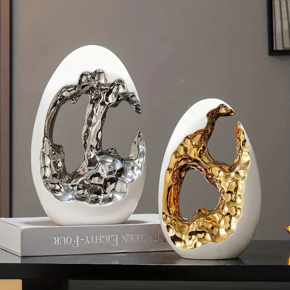 Modern Ceramic Figurine - White Sculpture, lifestyle image - House Of Avana