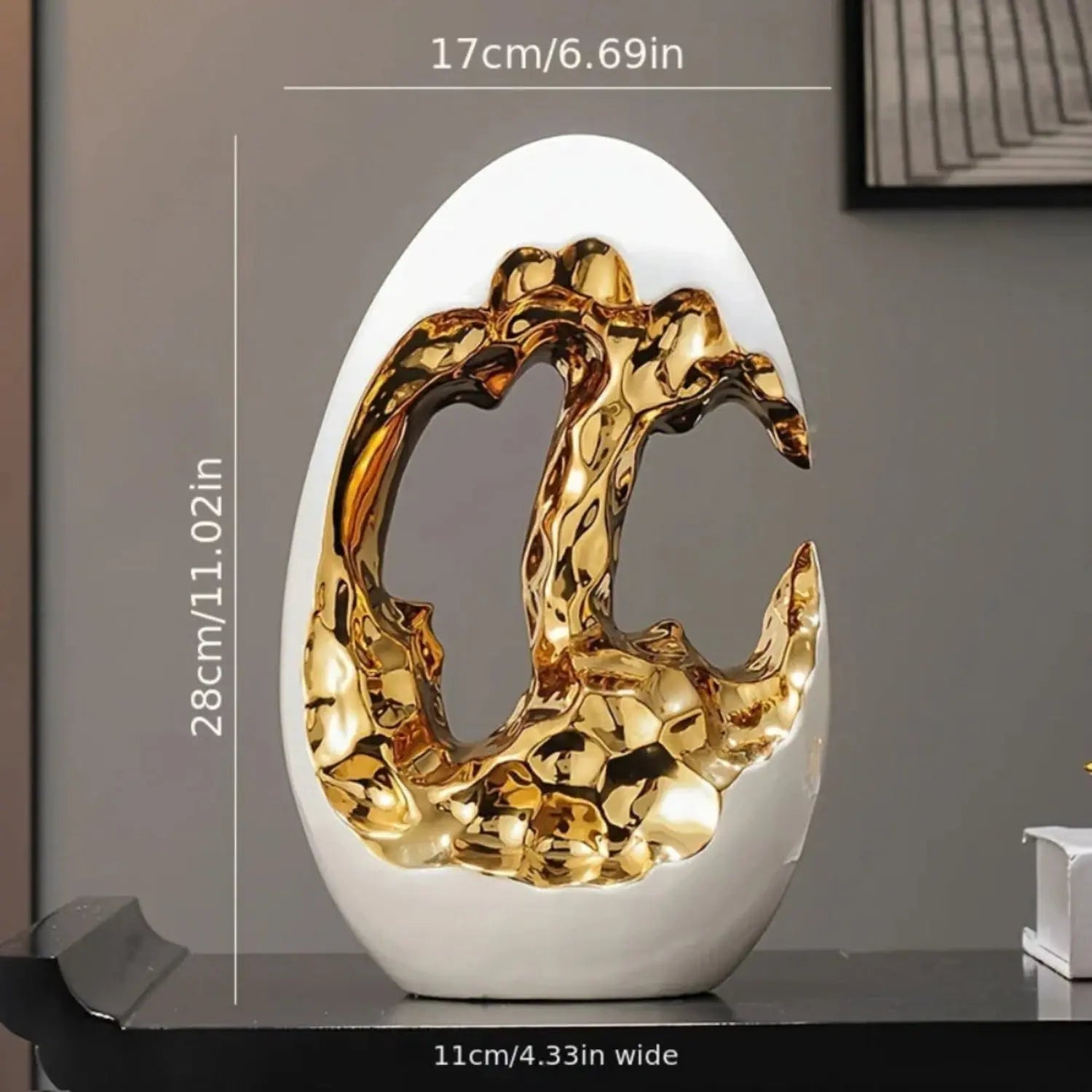 Modern Ceramic Figurine - White Sculpture, angled view - House Of Avana