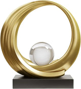 Modern Abstract Golden Circle Crystal Ball Sculpture - House Of Avana