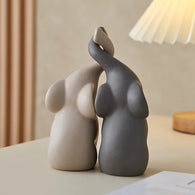Abstract Ceramic Couple Elephant Statue House Of Avana