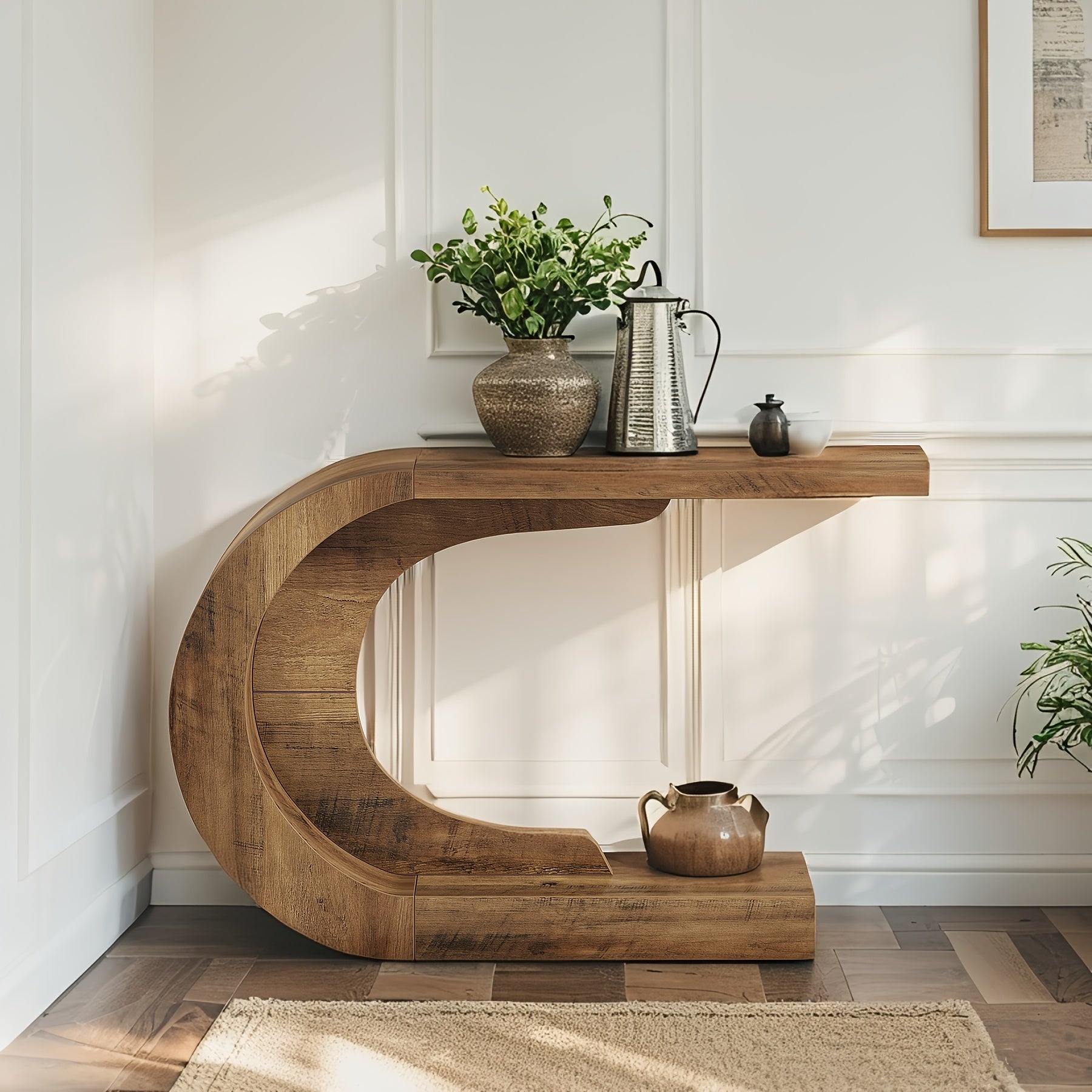 C Shaped Modern Decorative Table Foyer Table, Suitable for Displaying Collectibles, Vases Or Decorations House Of Avana