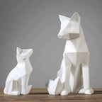 Modern White Geometric Fox Statue - House Of Avana