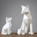 Modern White Geometric Fox Statue House Of Avana