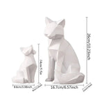 Modern White Geometric Fox Statue - House Of Avana