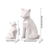 Modern White Geometric Fox Statue