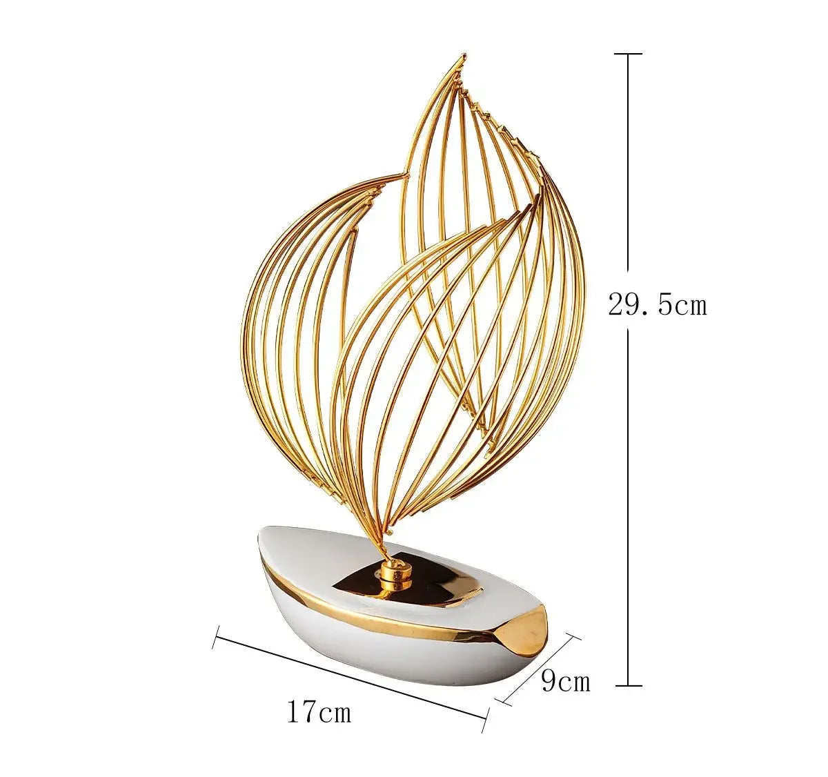 Twisted Geometric Boat Base Metal Sculpture - House Of Avana