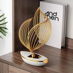 Twisted Geometric Boat Base Metal Sculpture - House Of Avana