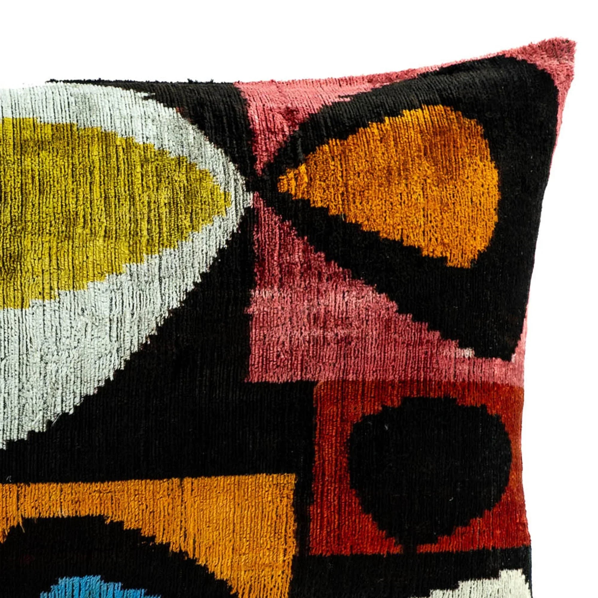 Moonlight Silk Velvet Ikat Throw Pillow Cover, X 24, side view - House Of Avana