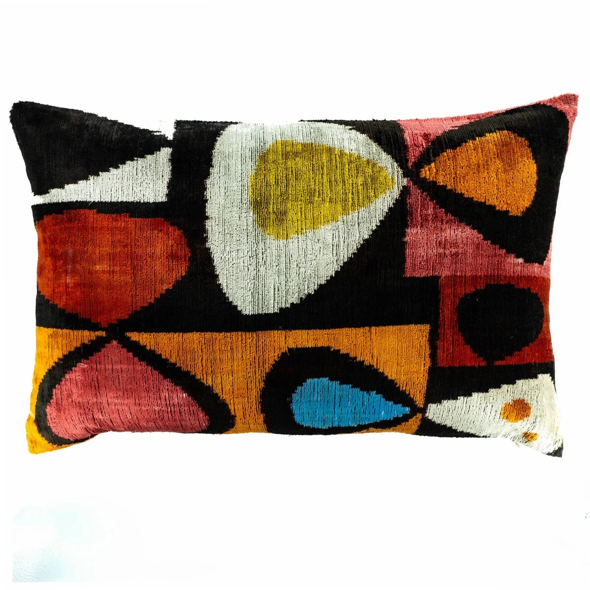 Moonlight Silk Velvet Ikat Throw Pillow Cover, X 24, front view - House Of Avana