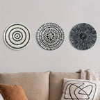 Mother of Pearl Shell Wall Art, 11.8 Inches Mosaic Coastal Plates, Black, back view - House Of Avana