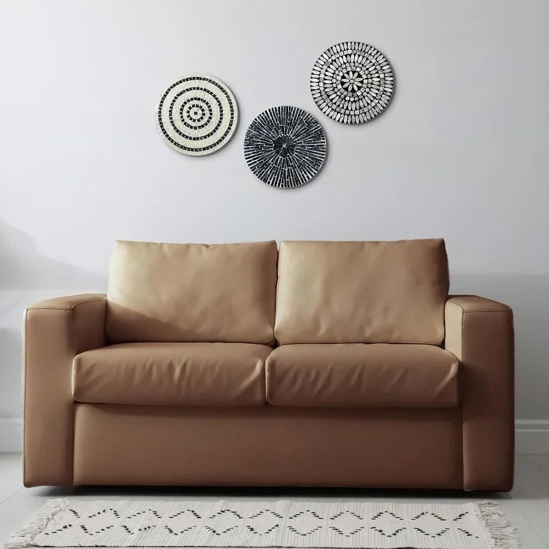 Mother of Pearl Shell Wall Art, 11.8 Inches Mosaic Coastal Plates, Black, detail shot - House Of Avana