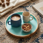House of Avana Blue Round Mango Wood Platter