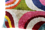 Multicolor Rainbow Silk Velvet Pillow 16x24 Handmade Luxury Cushion Canvello