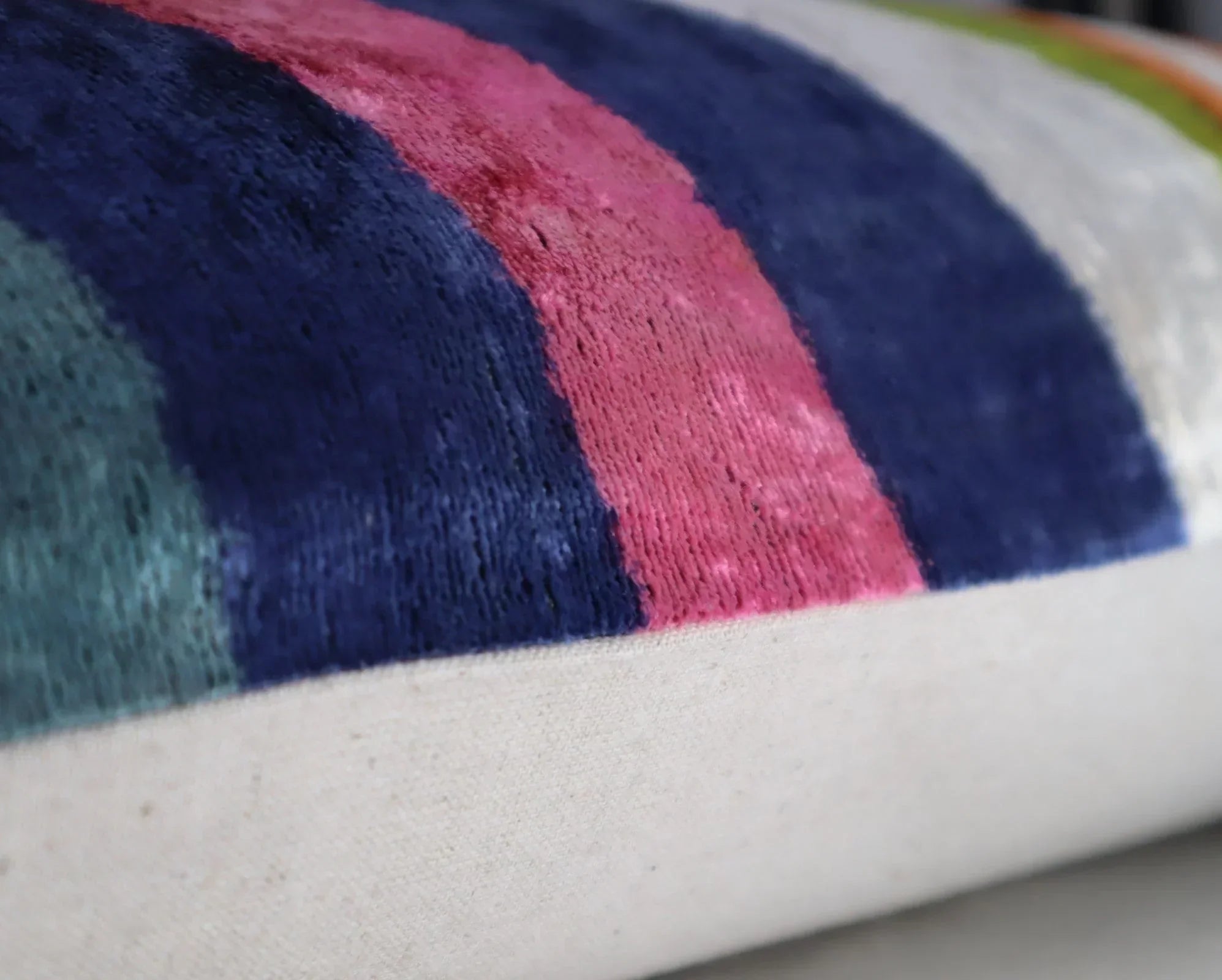 Multicolor Rainbow Silk Velvet Pillow 16x24 Handmade Luxury Cushion Canvello